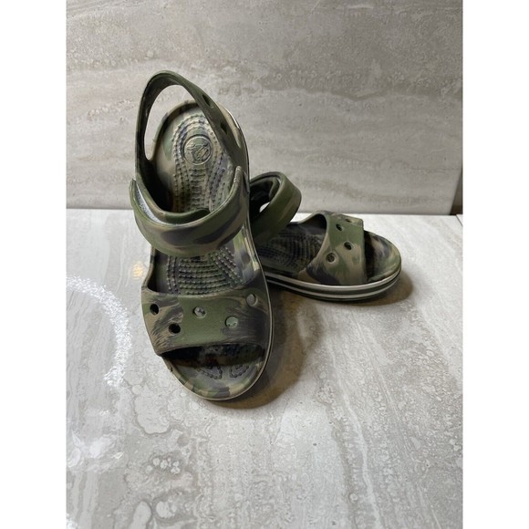 CROCS Other - Crocs Kids Bayaband Sandals Camo Marble Green Black Size C 11 EUC